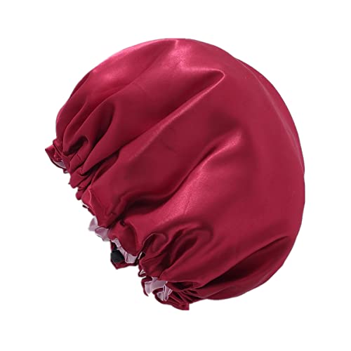 Capoto de cetim para mulheres capuz preto e de seda vermelha para cabelos cetim encaracolados para dormir 2 pcs