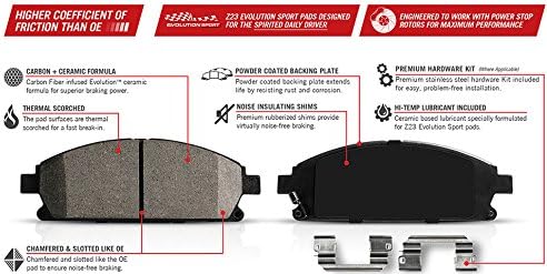 Power Stop Z23-458 traseiro Z23 Evolução Esporte Fibra de carbono Papeds de freio de cerâmica com hardware