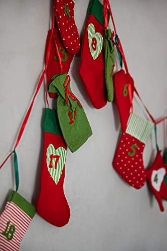Cadeia de calendário do advento decorativo Heitmann para enchimento e suspensão - Calendário do Advento Felt - Designs de Natal - Vermelho, Verde