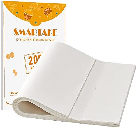 Smartake 200 PCs Pão de papel manteiga, pegador de panificação de 12x16 polegadas de cozimento pré-put, adequado para assar