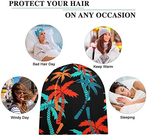 Baikutouan Coconut Tree Print Feanie Hats for Men Mulheres com Projetos Capulho