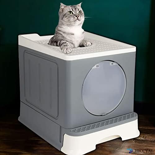 Móveis de caixa de areia de ninhada de gato com tampa, kit de treinamento de banheiro de gato peneirando pan de gato de gato de tamanho