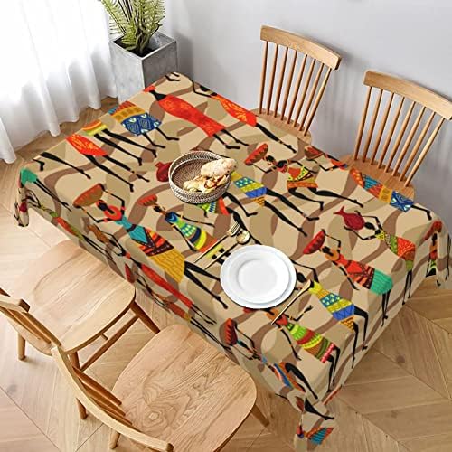 Toca de mesa retângulo African-Women-Brown-Stripe 60 x 90 polegadas lavável Tabela de mesa de poliéster para camping de mesa