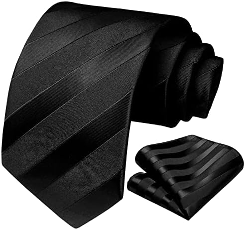 HISDERN Mens Tie Business Business Listred Lited e lençóis conjunto de lenços de bolso de bolso de casamentos quadrados colégio