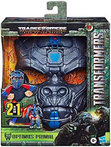 Transformers Toys Rise of the Beasts Movie Optimus Primal, 2-em 1 Figura de ação de máscara de roleplay para idades de 6 ou mais,