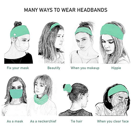 3 PCs Non Slip Women Bandas para a cabeça com botões Seda Boho Extra largo Bandas de cabeça com fiagem flora