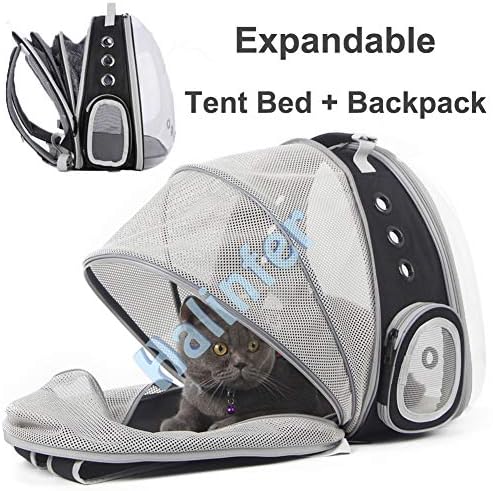 Back Expandable Cat Mackpack transportadora, ajuste até 12 libras, mochila de carrinho de estimação da janela de bolha da cápsula espacial para gato e cachorro pequeno