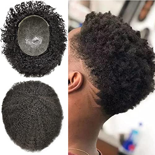 Unidades de cabelo de onda afro para homens negros Todas as pechinchas poli injetadas para o sistema de reposição de cabelo