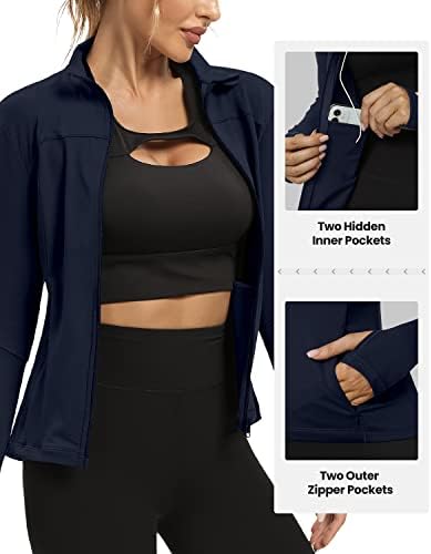 Jackets de treino de pele de cor de cores para mulheres com jaqueta de pista de corrida atlética completa com bolsos de