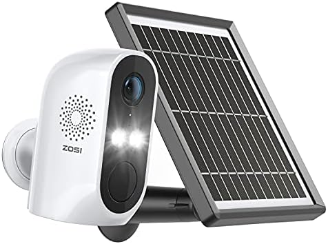 Câmera de segurança de bateria livre de arame Zosi C1 com painel solar, 1080p WiFi IP Cam ao ar livre de 1080p com áudio