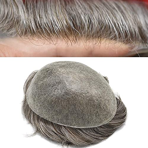 Mens Toupee Remy Sistemas de substituição de cabelo humano 0,06mm Toupe de pele fino para homens todos os peças de cabelo V-loop