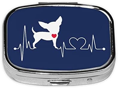 Caixa de pílula de batimentos cardíacos de chihuahua com viagens portáteis Compartilhamentos compactos compactos Caixa de comprimidos