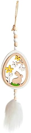 Pingente de madeira NSQFKALL Decoração de Rabbit ovo de coelho Páscoa de madeira de madeira de madeira PENENTE PENEL