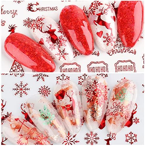 Red Christmas Nail Art Stickers Decalque suprimentos de unhas 9pcs