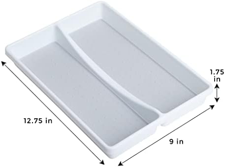 Organizador de gavetas de plástico de design inteligente de 2 compartimentos - forro não deslizante e pés - BPA Free