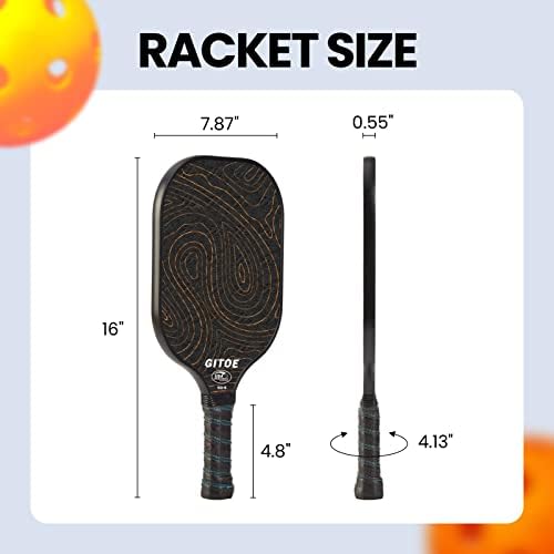 Rapdles Gitoe Pickleball, Conjunto de pickleball de fibra de carbono aprovada pela USAPA de 2 raquetes e 4 bolas de picles