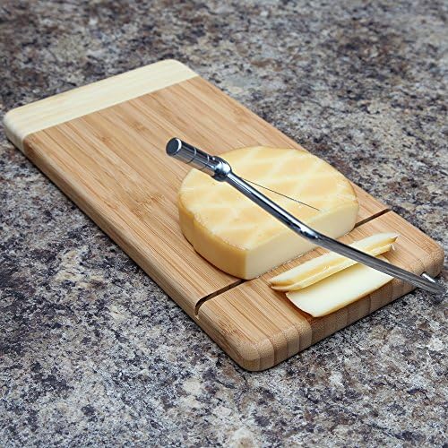 Home-X-tábua de corte de queijo de bambu com capa de queijo de arame de aço inoxidável, o melhor utensílio de cozinha de dois