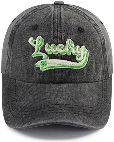 Gzacdeope Lucky St Patricks Day Hat for Mulher Men, Capactão de beisebol de férias bordado em algodão