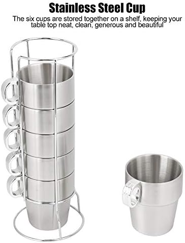Bebida oumefar caneca anti-scald com porta-copo stand xícara de metal reutilizável para a loja de bebidas para café para casa