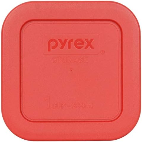 Pyrex 8701 -PC 1 xícara de tampa de armazenamento de alimentos de plástico quadrado vermelho, fabricado nos EUA - 2 pacote