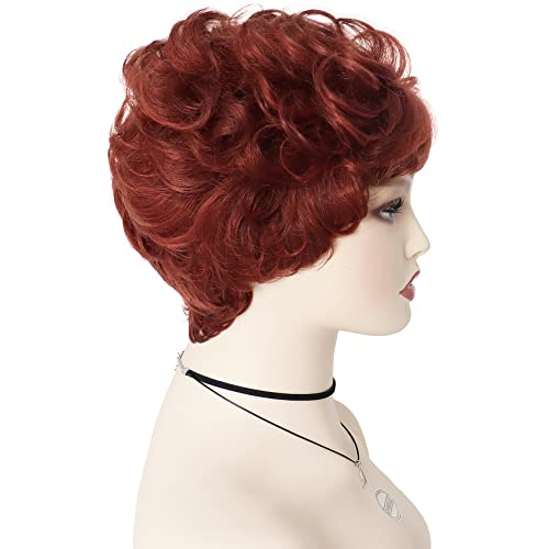 Peruca de moda gnimegil curta perucas cacheadas para mulheres perucas vermelhas com franja perucas sintéticas