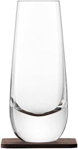 LSA International Whisky Islay Mixer Glass 11 FL OZ CLR & WALNUT Coaster x 2, Clear/Walnut