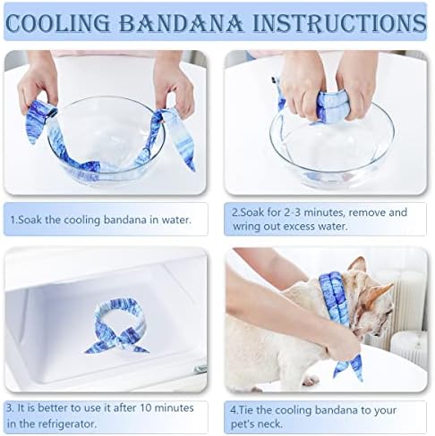 Bandana de refrigeração para cães - bandana auto -refrescante para cães, cães respiráveis ​​instantâneos de resfriamento alivia o estresse térmico, lenço de cachorro Colo de gelo ajustável do tamanho da toalha para cães para o pescoço até 25 em