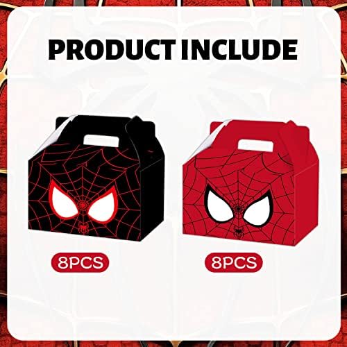 16pcs Spiderman Birthday Party Favor Boxes Spider Hero Party Candy Gift Boxes Miles Morales Goodie