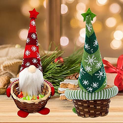 Yangmei Christmas Decoration Gnome Papai Noel com cesta de doces de tecido - Gnomos Decoração de tabela Ornamento