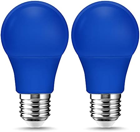 EVASTARY 2 PACK A19 Lâmpada azul LED, luz azul LED 9WATT, lâmpada de base E26, lâmpadas coloridas para luz da varanda,
