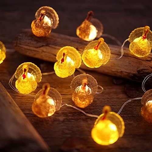 Ação de Graças Luzes de Turquia Decorativa Fall Fall Luzes de cordas laranja 20 LEDS 8ft Bateria alimentado com remoto para o quarto