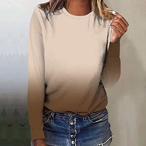 Tampas casuais do feminino gradiente impresso de manga longa camiseta camisetas tie corante de pullocatomia de pullocolve