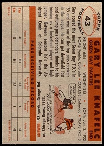 1956 Topps 43 Gary Knafelc Green Bay Packers VG Packers Colorado