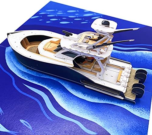 Liif Pesca Boat 3D Card, cartão de aposentadoria, dia dos pais, cartão de aniversário para homens, pai, pescador, chefe, marido,
