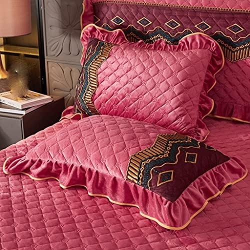 KFJBX 2pcs Casa de veludo de laço 2pcs Tampa de moldura de barriga acolchoada Casal de travesseiro SHAMS de cor sólida espessa