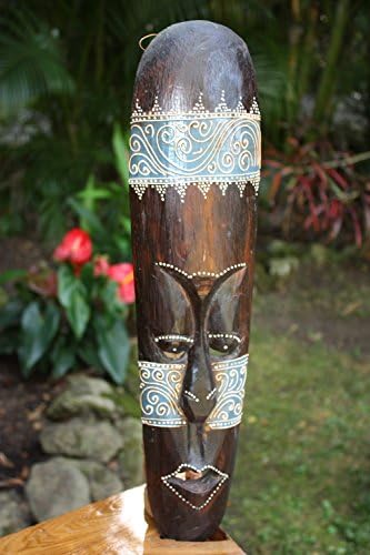 Máscara Tiki Tribal 20 Azul - Arte primitiva de tatuagem | WIB370150B