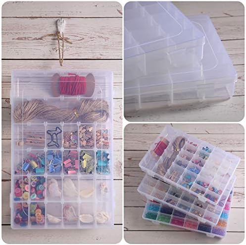 5 peças Caixas de organizador de armazenamento de jóias de plástico Recipiente transparente com divisores removíveis para