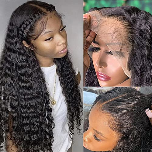 Perucas de cabelos humanos de 13x6 de renda 13x6 para mulheres negras Wave Deep Wave Frontal Wigs Human Human Pré arranhou Deep Curly Lace Front Wig de 24 polegadas