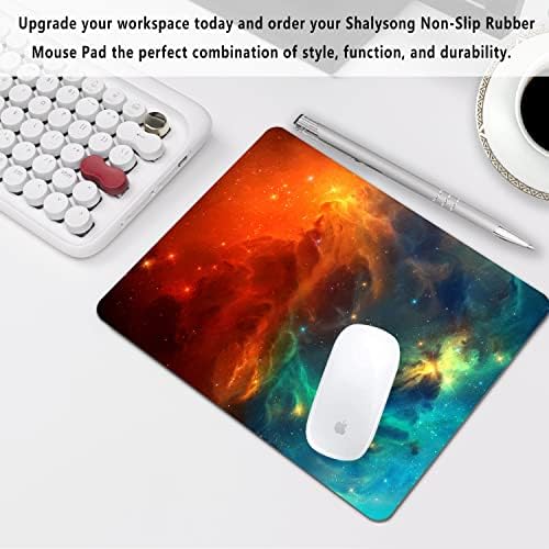 ShalySong Galaxy Mouse Pad, laranja e ciano Nebula Office Computer Mouse Pad, almofada de camundongo pequeno não deslizável 9,5 x
