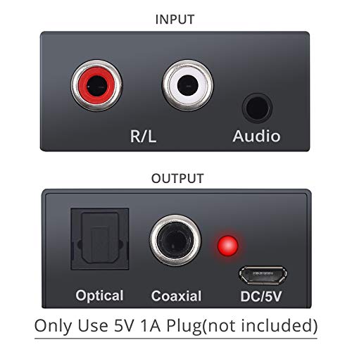 Prozor RCA para conversor óptico Analog ao conversor de áudio digital, 2RCA R/L ou 3,5 mm Jack aux para Toslink Spdif Adaptador