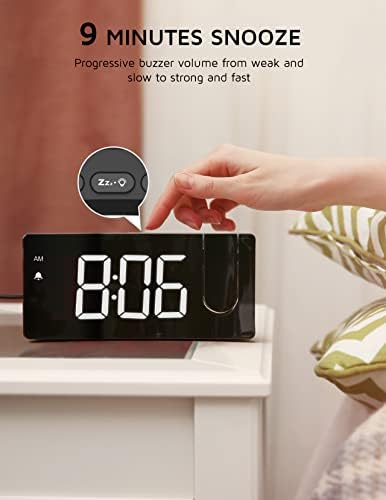 Despertador de projeção, relógio digital com projetor rotativo de 180 °, dimmer de brilho de 3 níveis, tela de LED