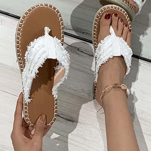 Sandálias de praia para mulheres clipe dedo chinelos planos sapatos de pescador de borracha de verão lesão de palha de verão sandálias