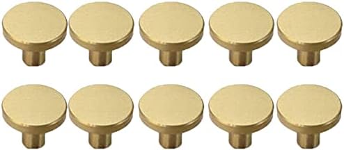 10pcs botões redondos de gabinete de ouro de latão escovado