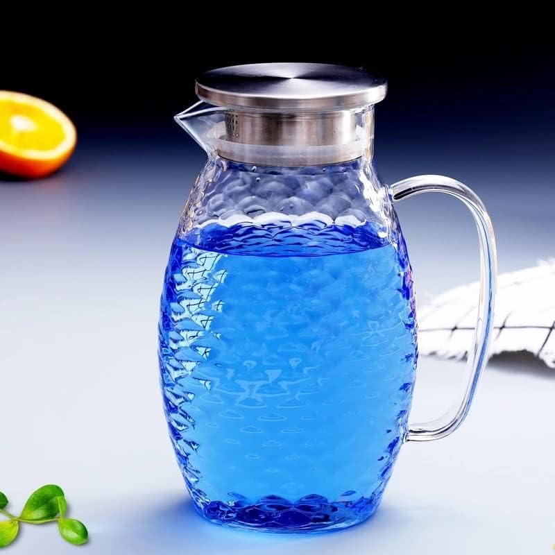 HGGDKDG High Capacity Scale Exture Clear Glass Durafe com jarra de água da tampa de aço inoxidável para bebidas de água