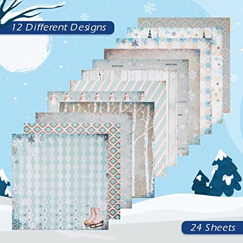 Vondyu Scrapbook Papel 12 x12, bloco de papel de cartolina de natal, Snowflake boneco de neve padrões de recortes estampados