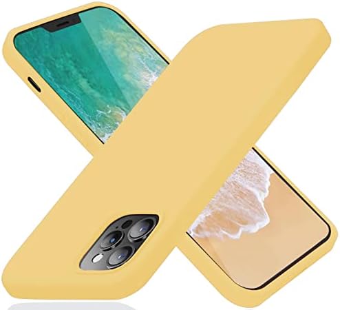 Caso GVTech compatível com o iPhone 13 Pro, projetado para iPhone 13 Pro Case, Slim Liquid Silicone 3 Camadas à prova de choque capa com revestimento de microfibra anti-arranhão suave 6,1 polegadas, amarelo