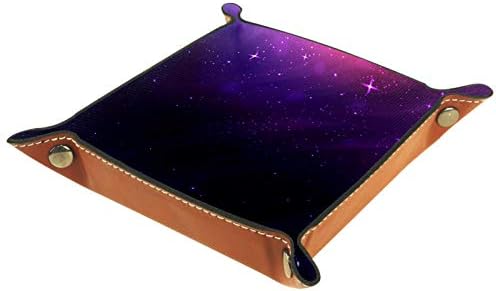 Bandejas de mesa do escritório muooum, púrpura de céu estrelado, bandeja de manobrista de couro caixas de sorda