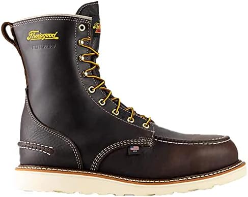 Thorogood 1957 Series 8 ”Botas de trabalho à prova d'água para homens-couro de grão completo com moc de dedão do pé, sola de cunha