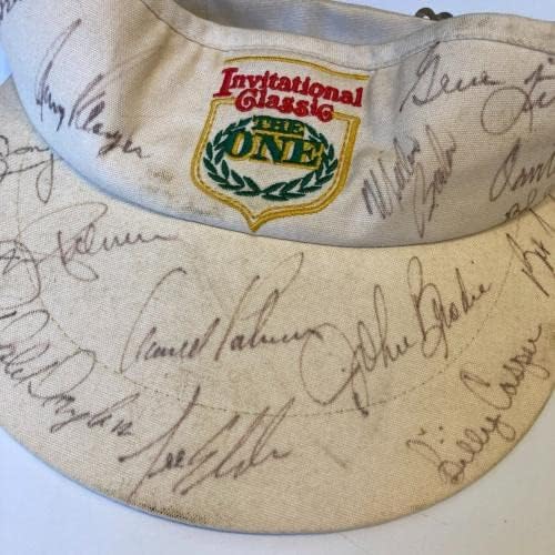 Arnold Palmer 1986 UNION TOURNAMENTO MUTual assinado Chapéu de golfe 15 SIGS JSA COA - Equipamento de golfe autografado