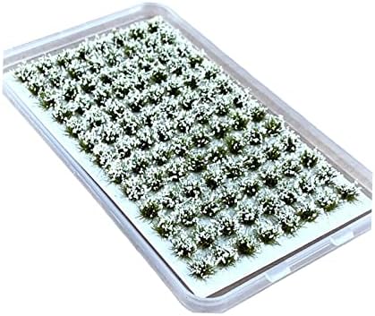 Ｋｌｋｃｍｓ Cluster de flores em miniatura artificial, tufos de grama Modelo Grupos de vegetação de flores Diorama cenário de paisagem decoração de mesa de areia, branco